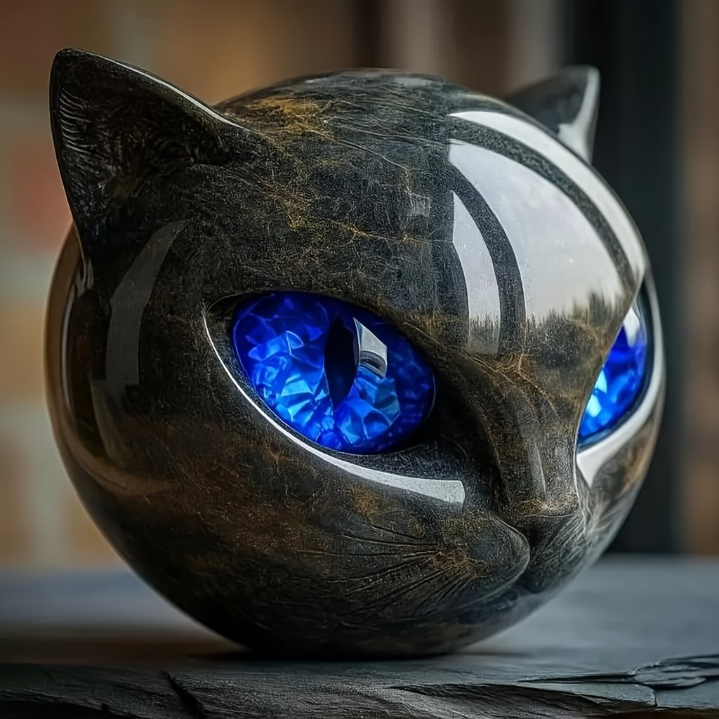 🎁TikTok Last Day Sale - 70% OFF🐱Luxury Black Cat Sculpture - Hand-Carved Glossy Non-Electric Decor