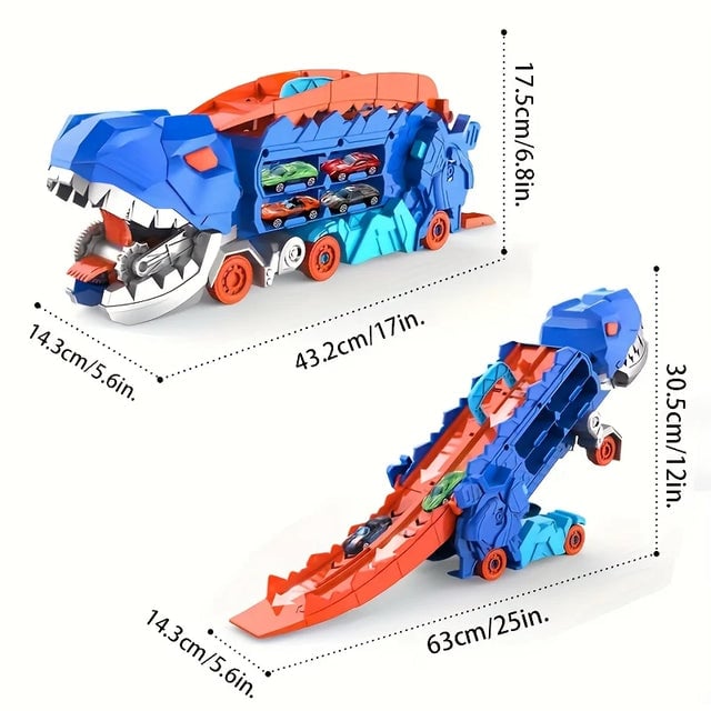 🚗 FREE SHIPPING🚗Transform Dinosaur Transport Devouring Truck With Foldable Sliding Track