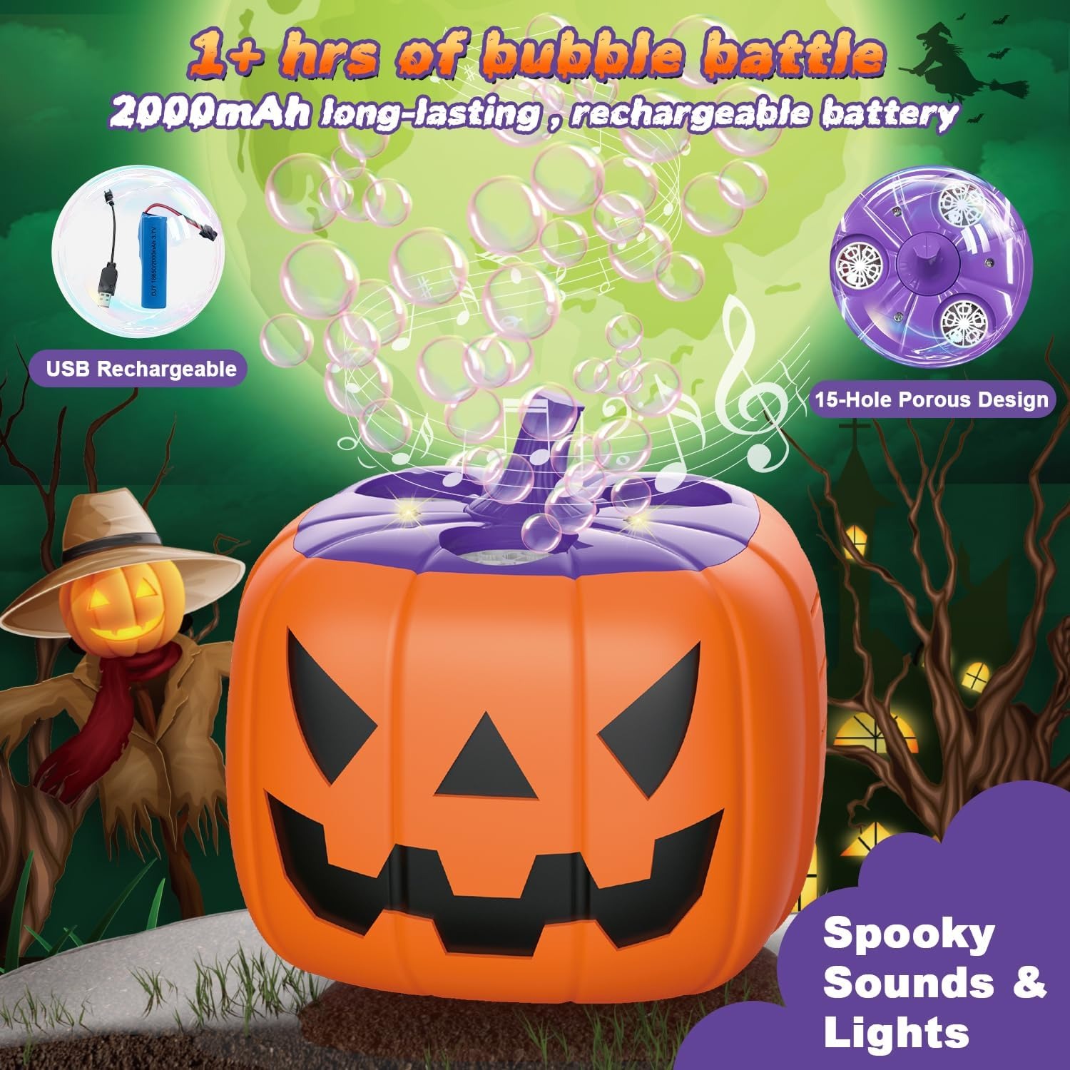 🔥LAST DAY 50% OFF🔥Halloween Party Bubble Machine Decorations Toys with LED⚡BUY 2 FREE SHIPPING