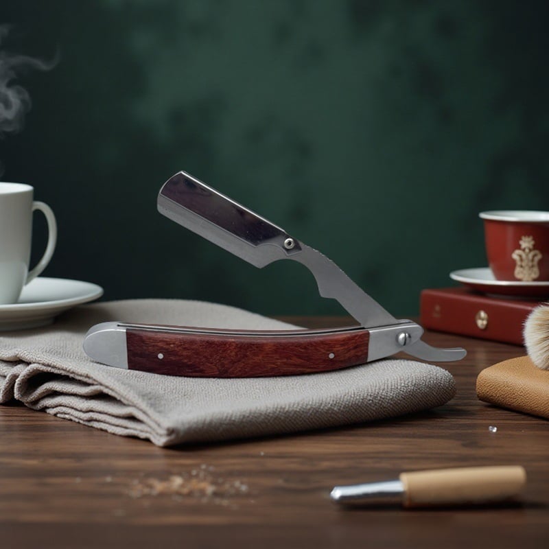 Father's Day Sale-Professional Wood Heavy Steel Barber Hair Shaving Razor