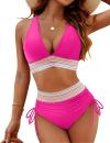 🔥Heißer Verkauf - 49% Rabatt 🏖️ Bikini-Sets mit hoher Taille und Bauchkontrolle im Farbblockdesign