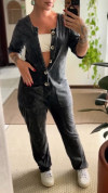 Women's Round Neck Button-down Casual Jumpsuit