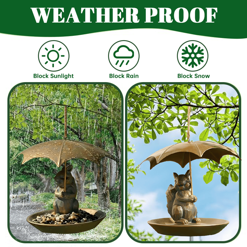 ☔️ Enchant Your Garden With The Animal Bird Feeder With Umbrella!
