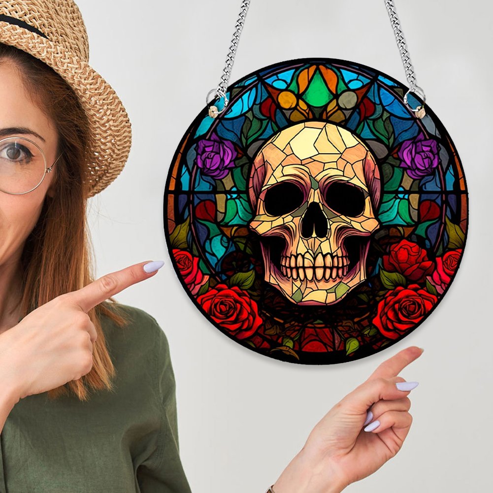 (🎉Last Day Promotion 50% OFF) Handmade Skull Stained Glass Window Hangings