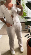 Women's Round Neck Button-down Casual Jumpsuit