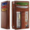 Magnetic Closure Slim Wallet-Microfiber Leather Front Pocket Wallet for Men,RFID Blocking,Holds 12 Cards and Money Clip