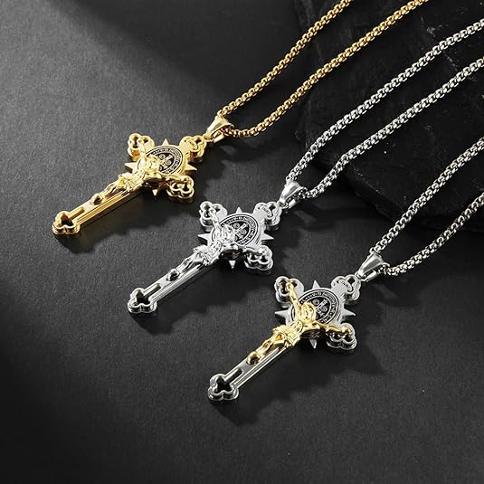 🙏 Hot Sale - 50% OFF ST.Benedict Protection Cross Power Pendant Necklace ✅Buy 3 Get 2 FREE & free shipping