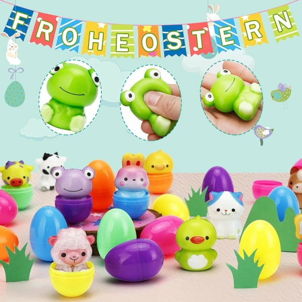 🏆Letzter Tag Verkauf 49% Rabatt🔥-🐣24 Stück Ostereier mit vorgefüllten langsam wiederaufstehenden Squishy-Spielzeugen