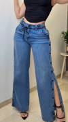 Women's Side Slit Button Casual Jeans