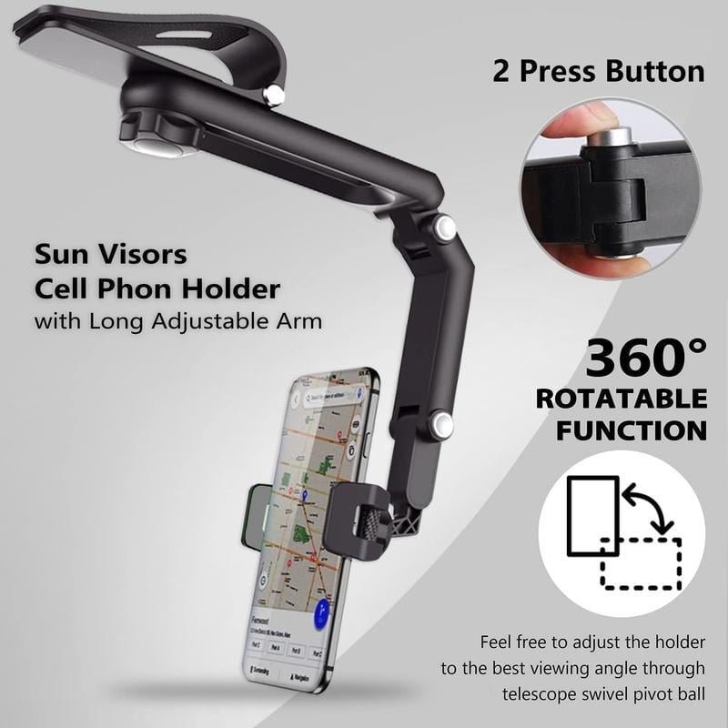 🎁Last Day Sale - 70% OFF🎉1080° Multi-function Sun Visor Universal 360 Degree Rotating Phone Holder Suitable for Any Scene Car Holder