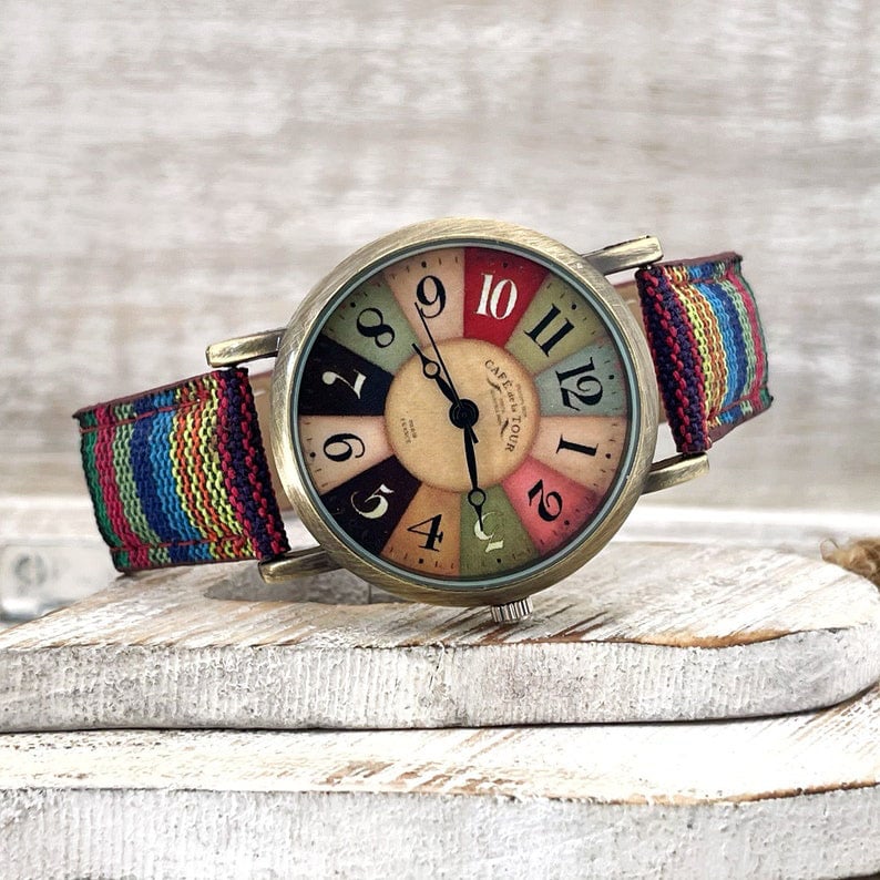 🎁Handmade Bohemia multicolour rainbow pattern Watches