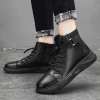 🔥2024 New Arrivals- Men's Black Casual Versatile Genuine Leather Ankle Boots