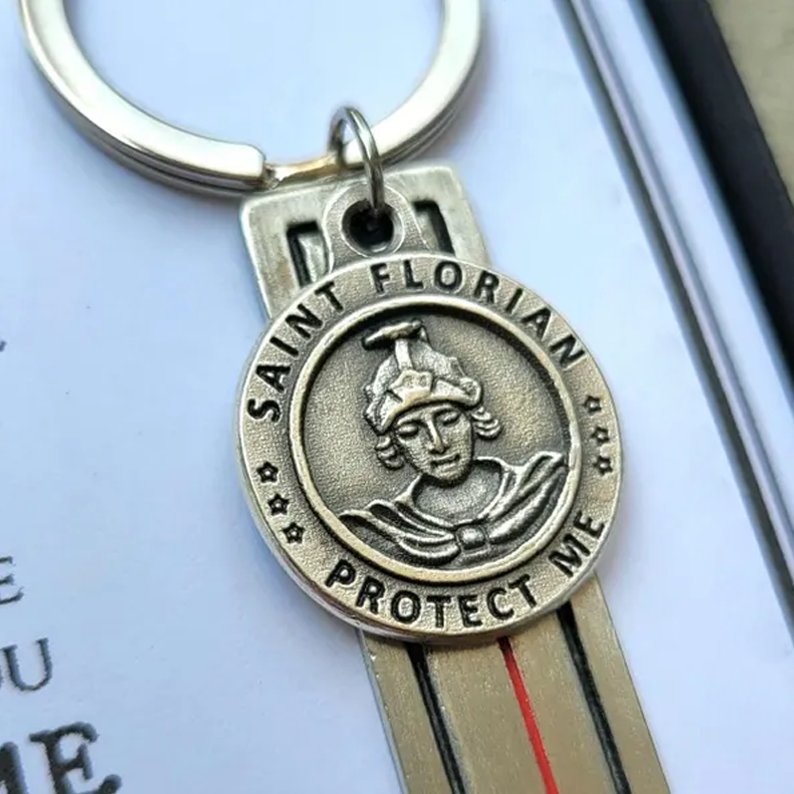 St. Florian Guardian Angel Keychain