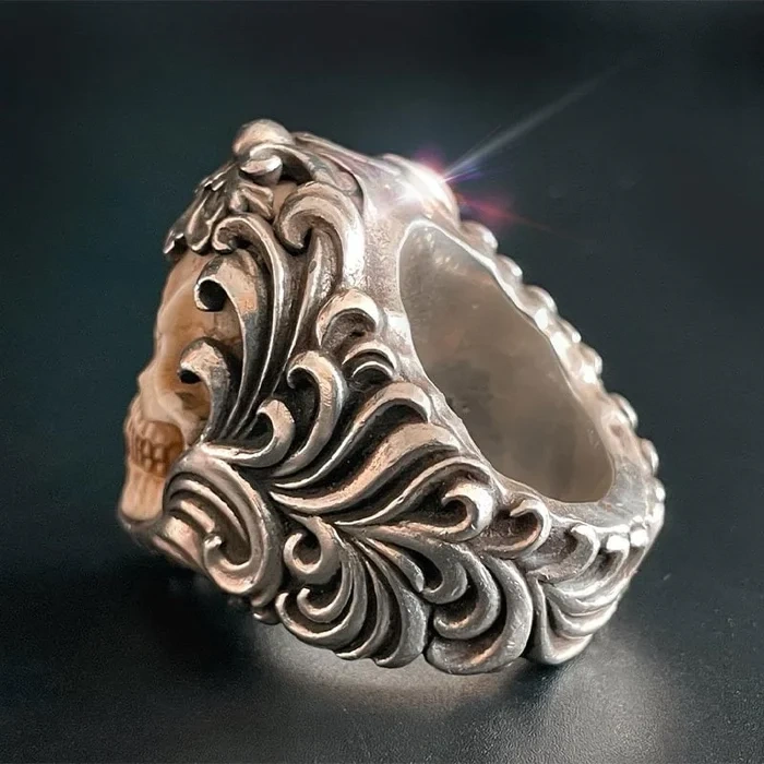 🔥Last Day Promotion 50% OFF💀Vintage Polish Floral Armor Antler Skull Ring