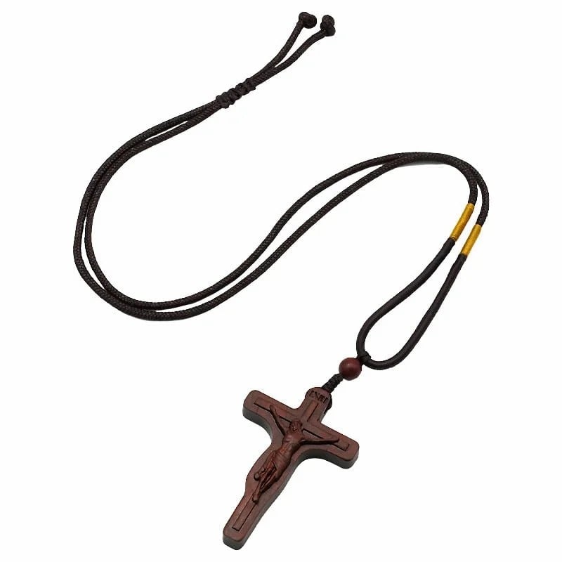 ✝️100% Handmade Jesus Cross Wooden Necklace(𝐂𝐨𝐥𝐨𝐧𝐞𝐥 𝐉𝐚𝐦𝐞𝐬®)