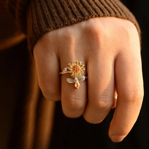 💕To My Daughter 👧 Sunflower Fidget Ring💕Buy 2 get Extra 10% OFF