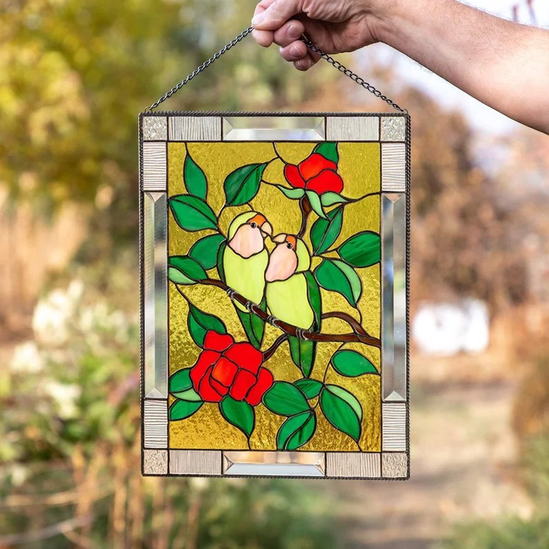 🔥Last Day Promotion 48% OFF🎉Cardinal Stained Glass Window Panel🦜🦜
