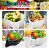 Multi-function Water Filter Basket, 2024 Upgraded Silicone Multifunctional Drain Basket with Spout for Food, Premium Food Strainers Drain Basket Kitchen for Washing Fruits Vegetables Salad (1, White)