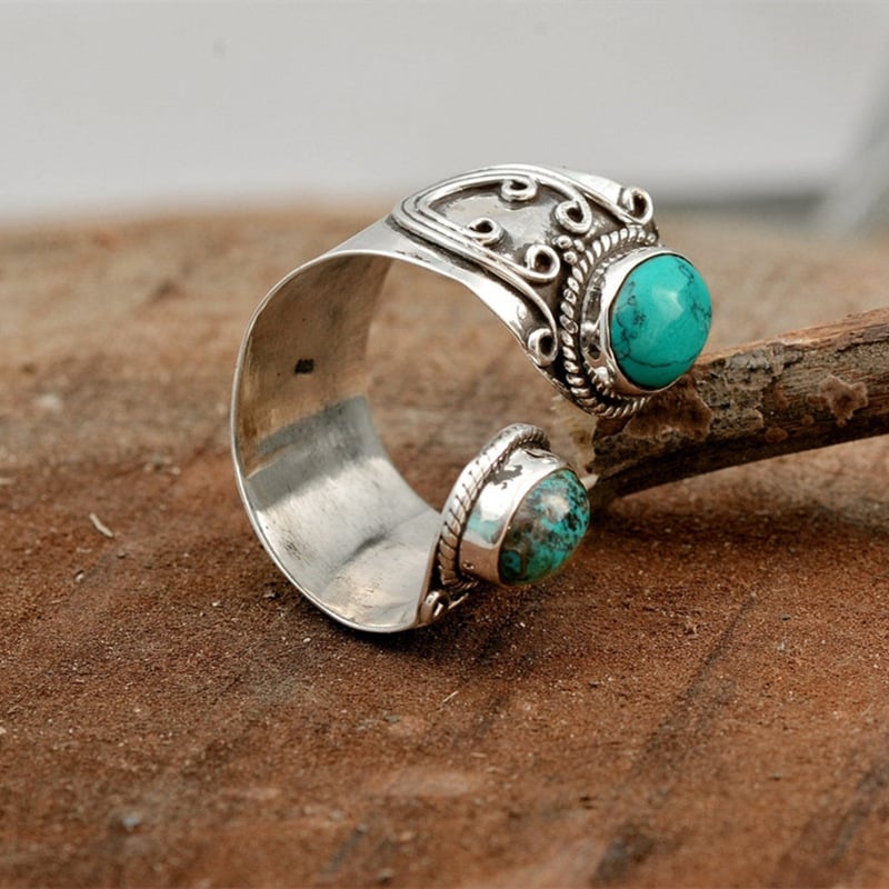 🔥Last Day 75% OFF🎁Double Turquoise Surround Ring