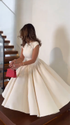 Women's Round Neck Three-dimensional Tailoring A-line Temperament Dress