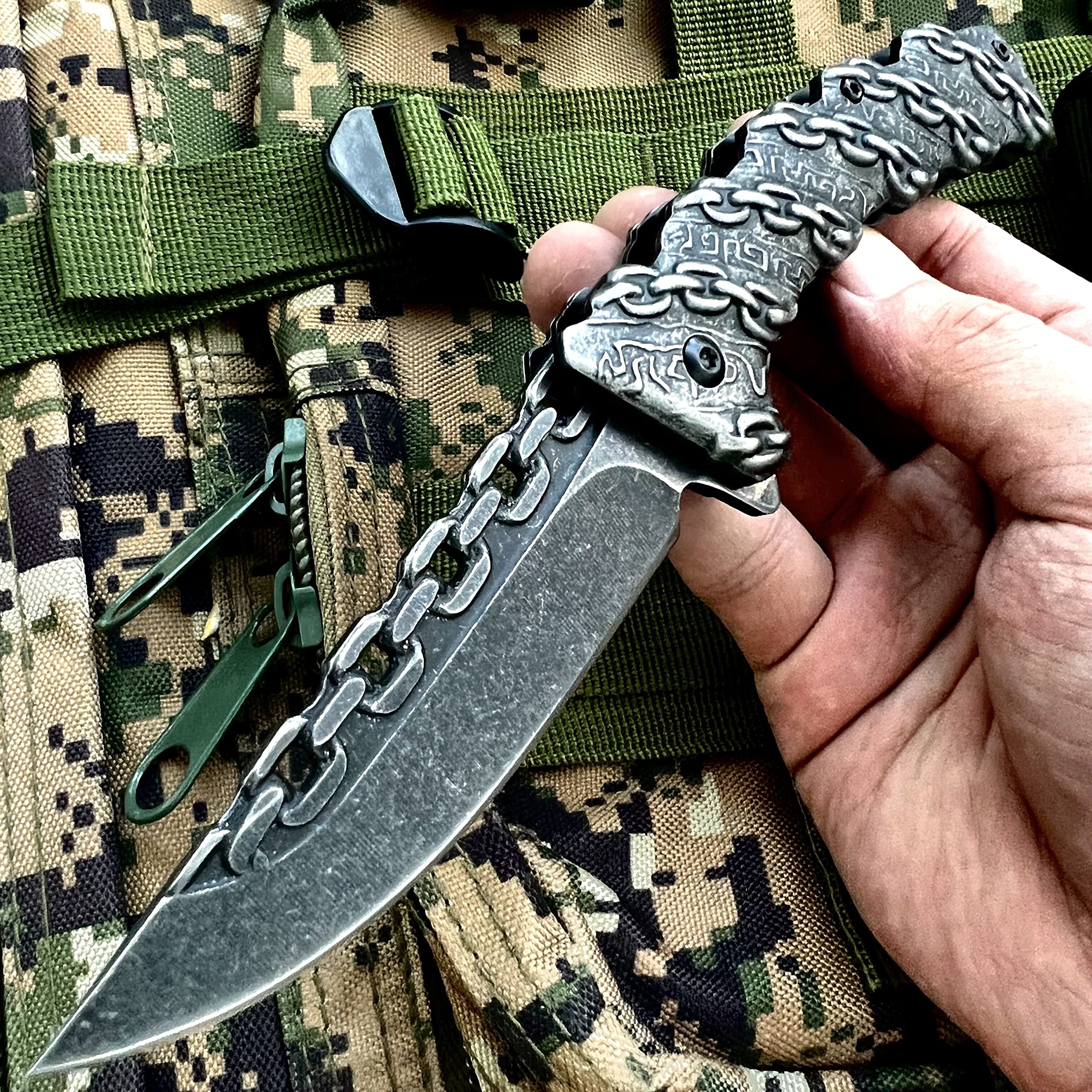 Embossed folding knife mountaineering portable camping knife for self-defense