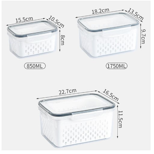 💖Mother's Day Sale 49% OFF🔥Household transparent plastic food storage box-Including drain basket💧