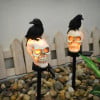 💀 Halloween Skull Solar Lights with Crow – Spooky Outdoor Decor