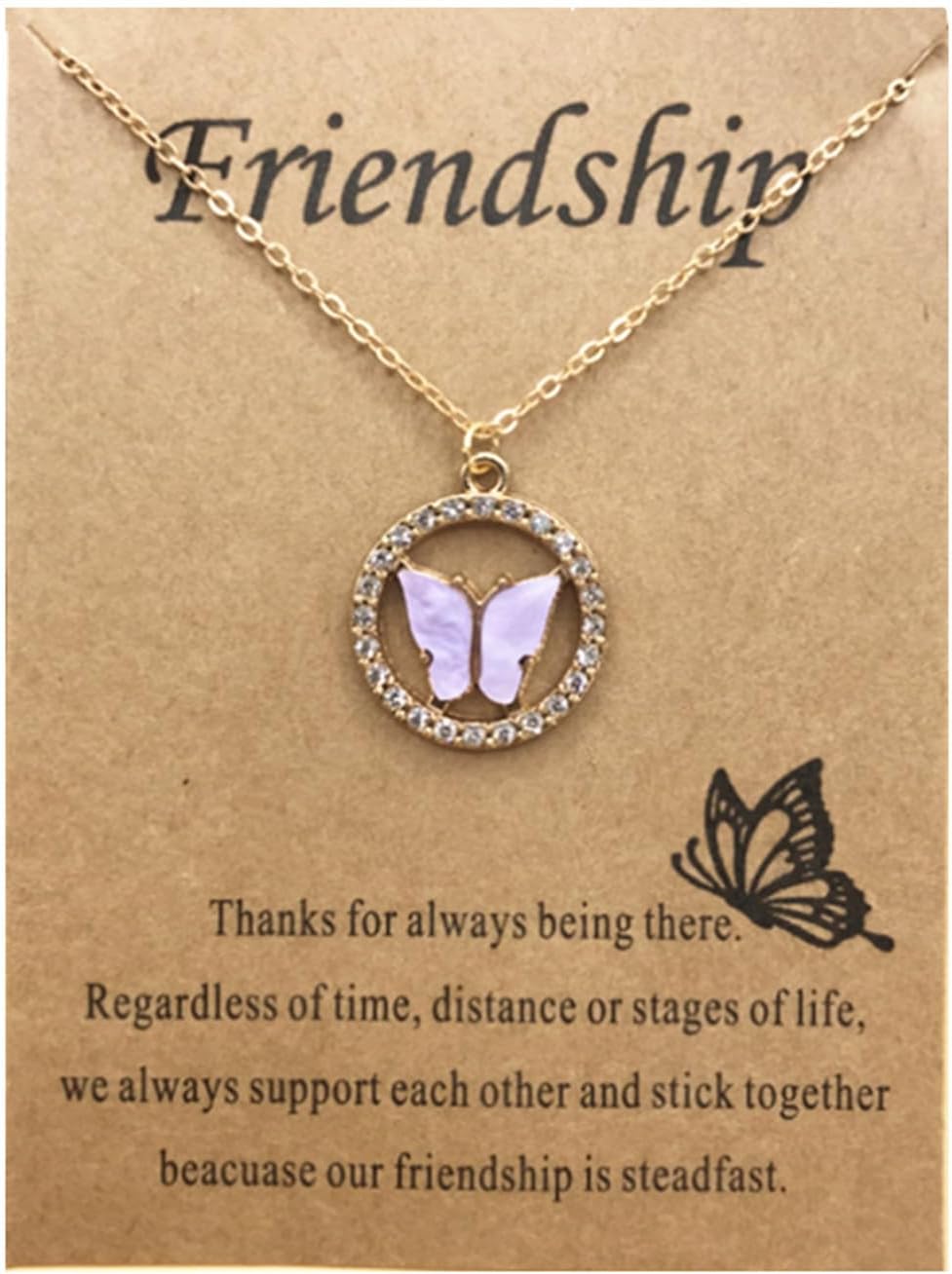 Colorful Acrylic Butterfly Pendant Necklace Bohemian Adjustable Retro Card Clavicle Chain Insect Animal Necklace for Women Girl Teen Friend Friendship Party Jewelry Gift