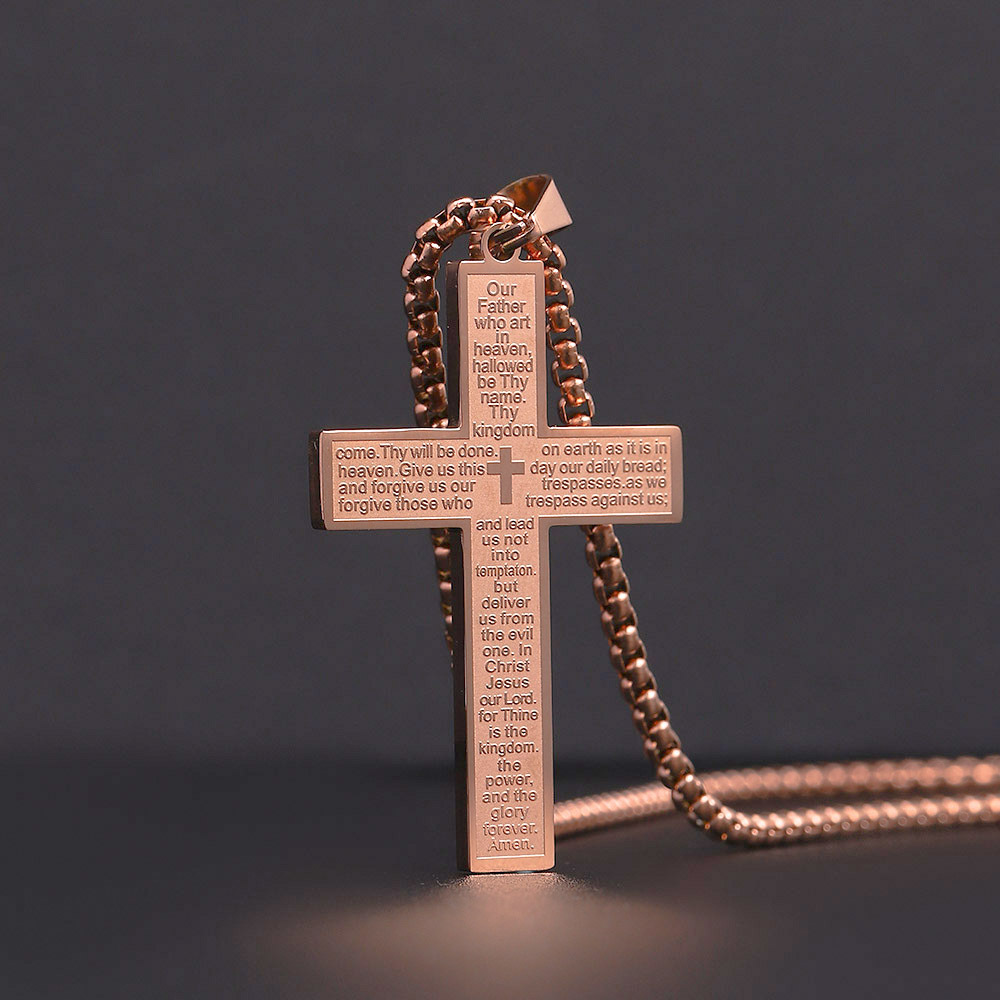 ✞ Stainless Steel Cross Pendant Memorial Jewelry - Live With Me Forever