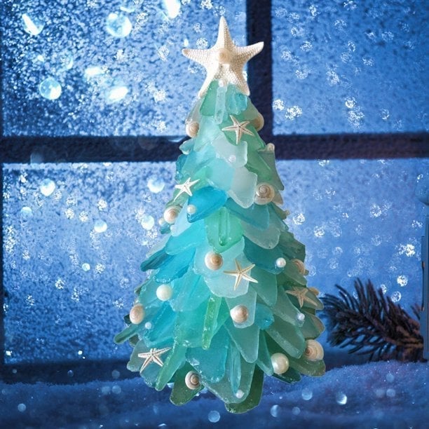 (🔥Hot Sale NOW- SAVE 48% OFF) Coastal Turquoise Christmas Sea Glass Tree 🔥Buy 2 Get 10%Off 🔥