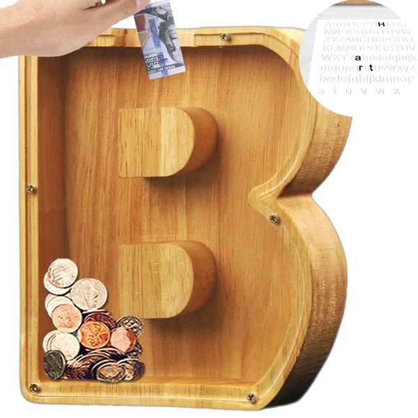 (🔥Last Day Promotion- SAVE 70% OFF)Large Personalized Wooden Alphabet Piggy Bank-Buy 2 Get VIP Shipping