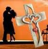 💞Carved wooden cross - intertwined hearts