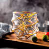 Gold Rim Wave Whiskey Glass