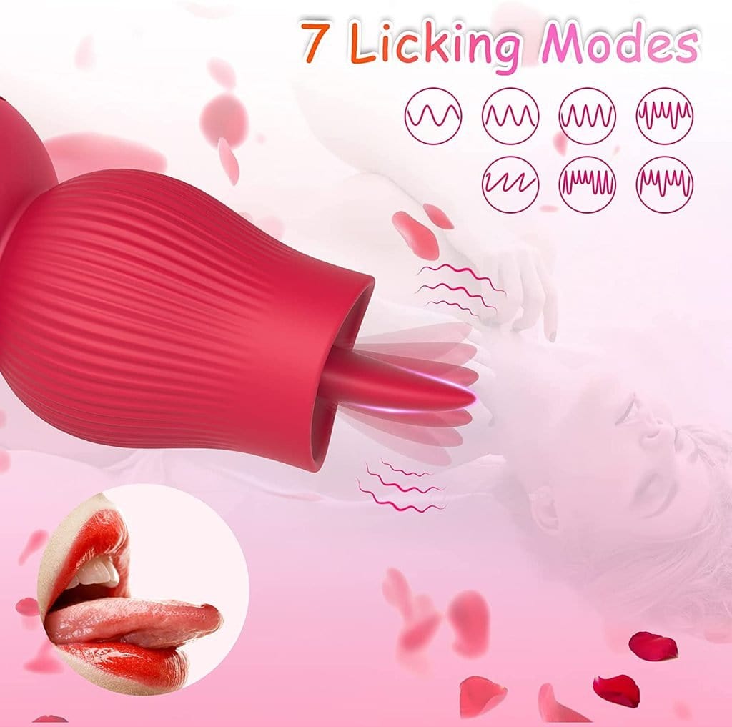 Rose Sucking and Tongue Vibrator 2 in 1 Rose Toy