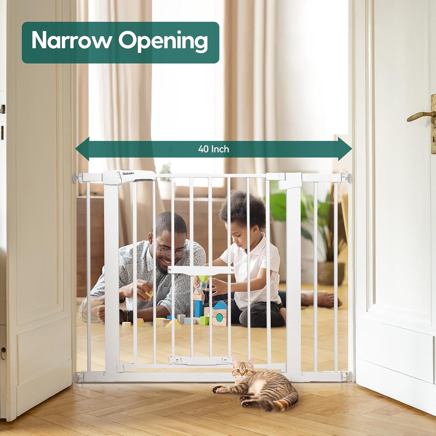 BABELIO New Version Baby Gate with Cat Door, 29.5-40