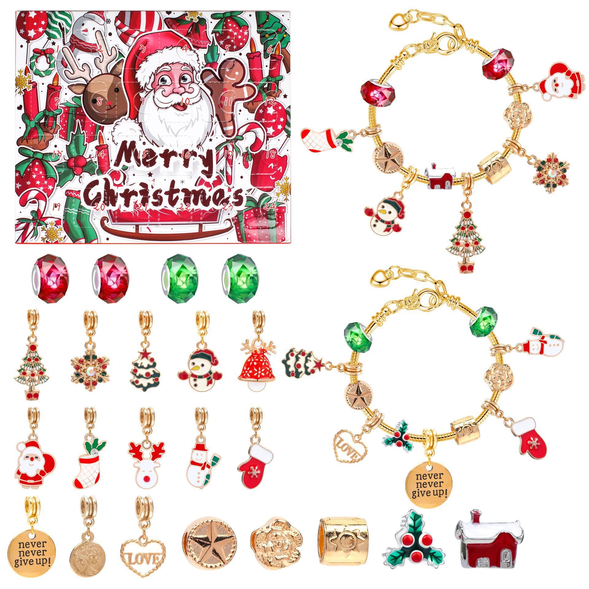 🔥Last Day Promotion - 70% OFF🎁🎄24 Pcs DIY Christmas Advent Calendar Bracelets Set🎁