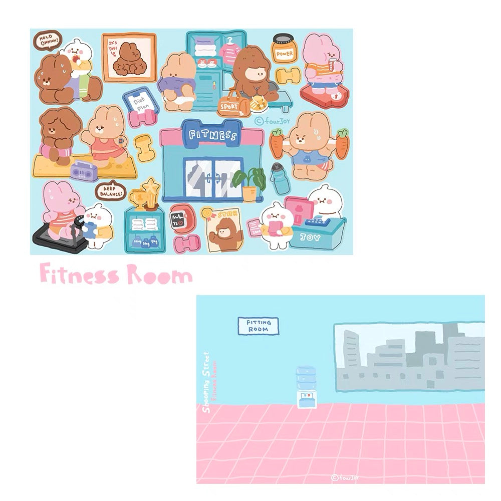 DIY Shopping Street Sticker Scene|Makeup Store|Pet Store|Clothing Store|Fitness