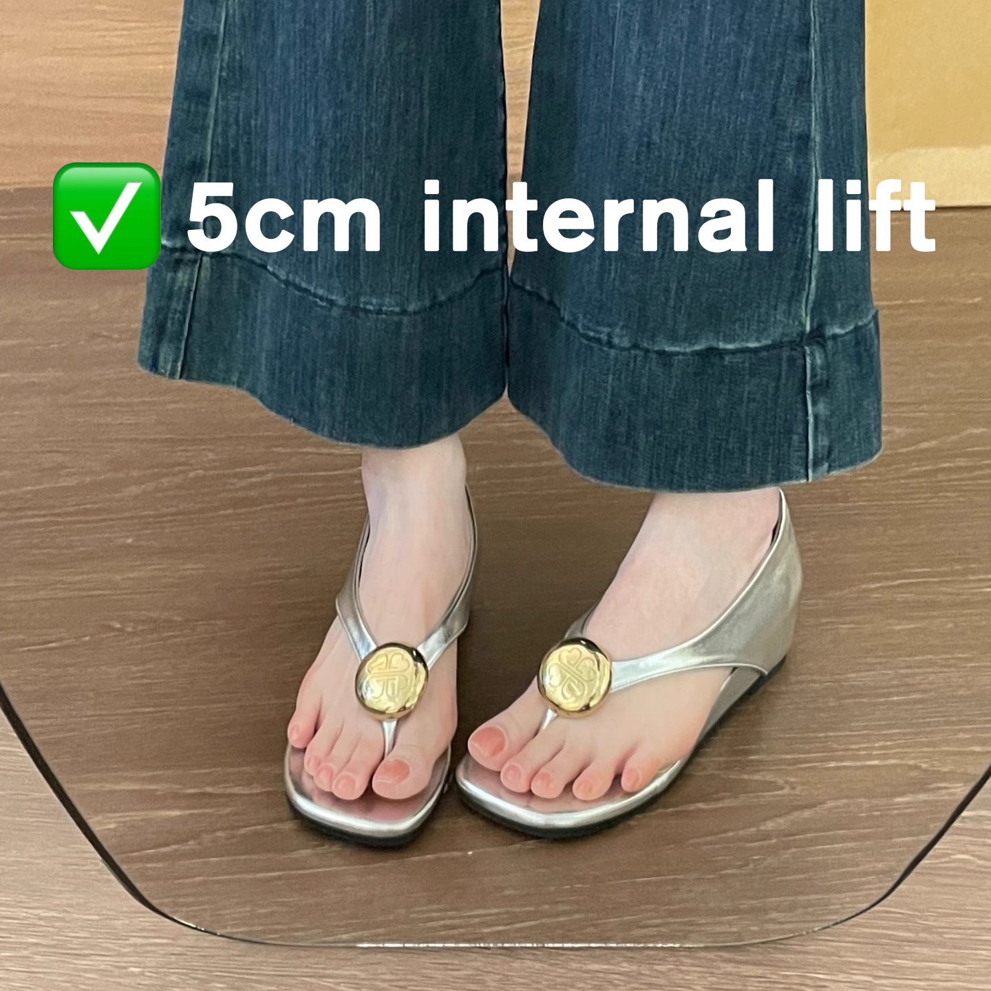 ✨ Metallic Medallion Wedge Sandals