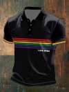 Men's Pride Month Rainbow Love Wins Print Polo Shirt Top