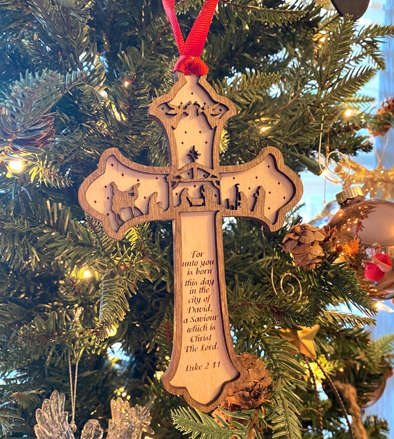 🎄Nativity Cross Scripture Christmas Ornament