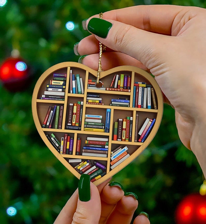 (🎄CHRISTMAS EARLY SALE-48% OFF) Book Lovers Heart Ornament🎁Buy 3 Get 3 Free
