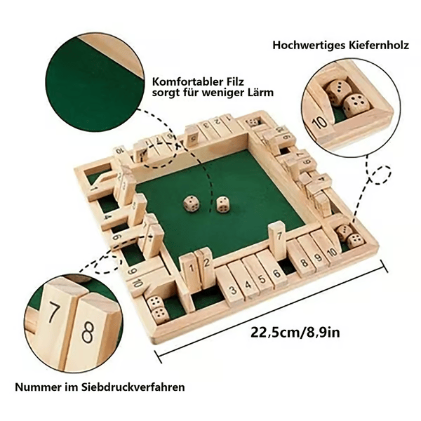 🏆️Letzter Tag 49% Rabatt🎁SCHLIESSEN SIE DIE BOX-HOLZ-WÜRFEL-BRETTSPIEL🎲