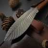 Handmade Damascus Phoenix Feather Pattern Outdoor Knife