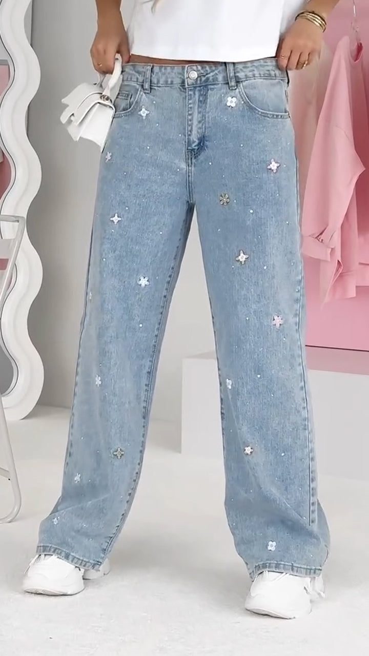 Women's Rhinestone Star Casual Jeans