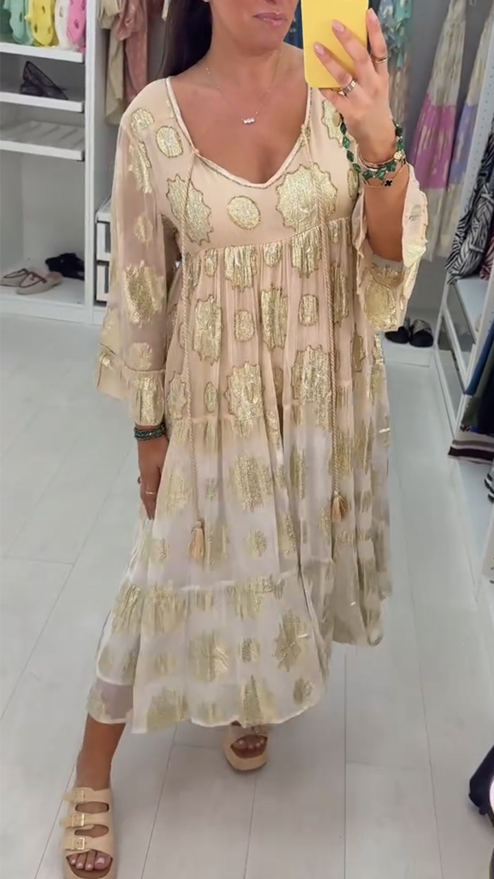 Women's V-neck Printed Casual Dress