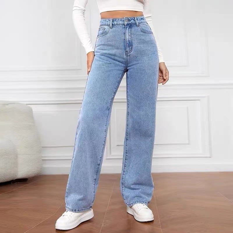 ⏰Letzter Tag 70 % RABATT🔥Jeans mit hoher Taille, mehreren Taschen und weitem Bein