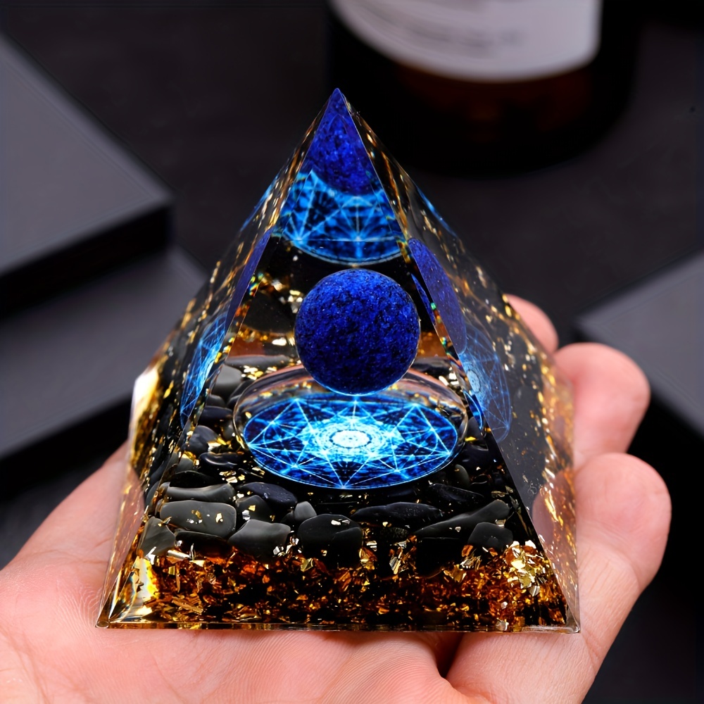 🔥Last Day Promotion 50% OFF -🎁- 💎💎💎Natural Stone Pyramid Inlaid With Lapis Lazuli Ball Decoration🌠