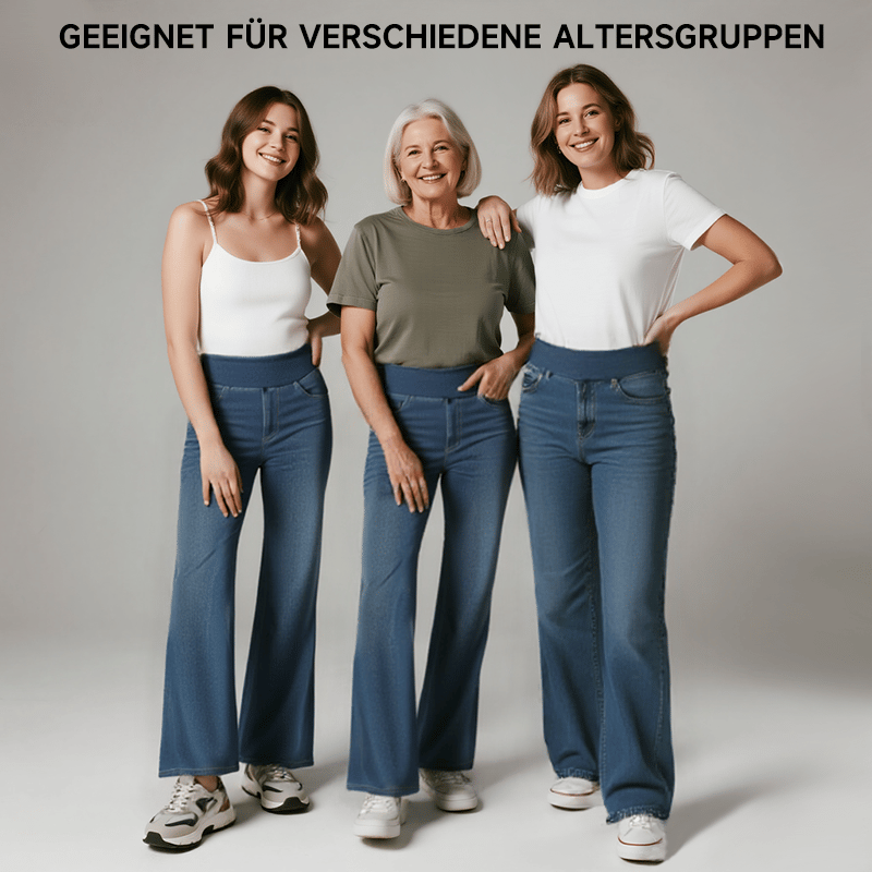 Damen Hochtaillierte, Gewaschene, Weite Baggy-Strickjeans mit Stretch und Mehreren Taschen – Bequeme Freizeit-Denim💥Kostenloser Versand