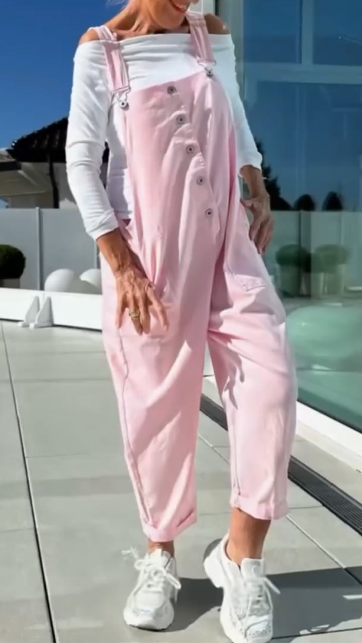 Women Lapel Loose Casual Jumpsuit