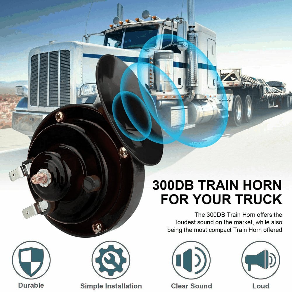 300DB Super Loud Train Horn For Truck Train Boat Car Air Electric Snail Single Horn Black